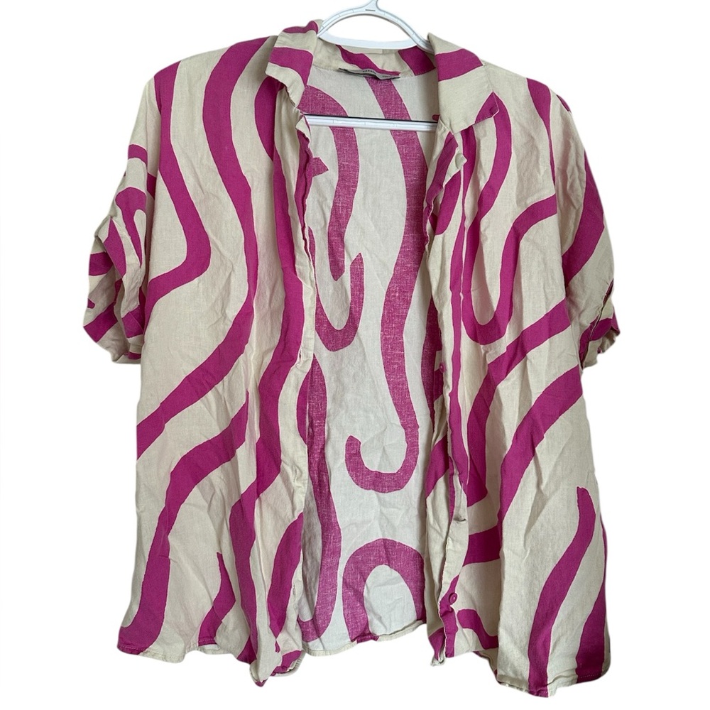 MANGO linen blend camp shirt